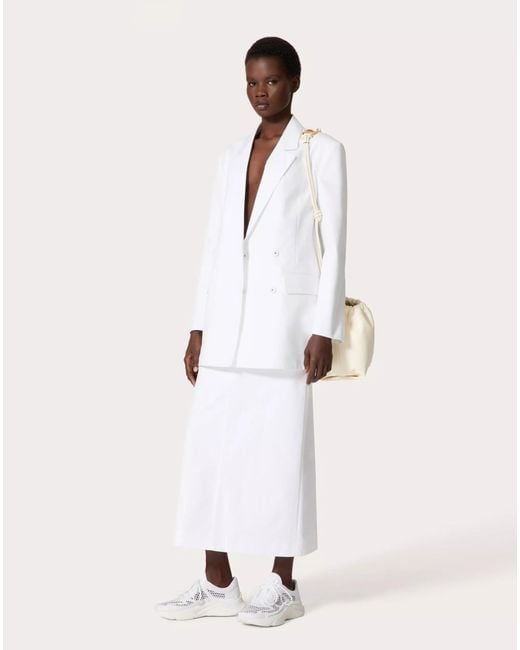 Valentino White Double-Breasted Long-Sleeved Jacket