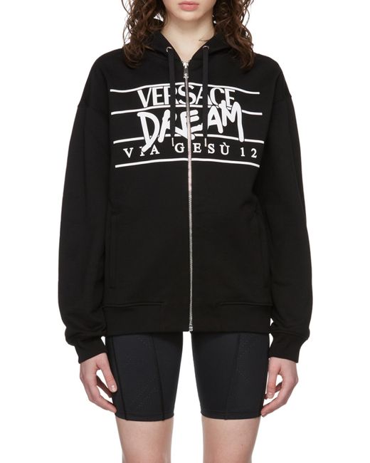 Versace Black Logo-Print Hoodie for men