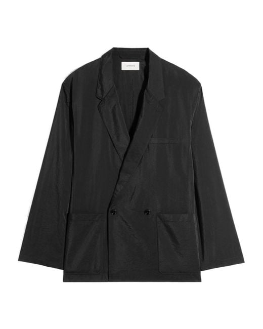 Lemaire Black Double-Breasted Long-Sleeved Jacket for men