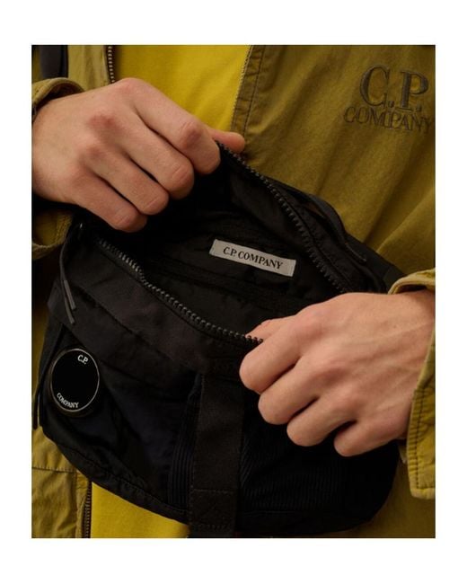 C P Company Black Nylon B Lens Waistbag for men