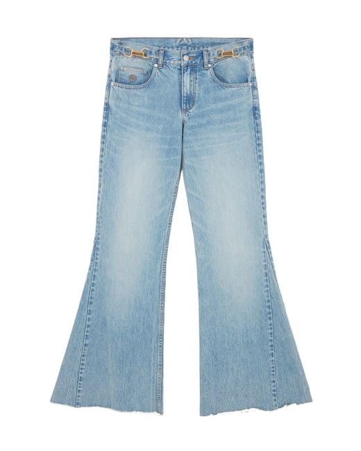 Stella McCartney Blue Mid-Rise Frayed-Edge Bbootcut Jeans