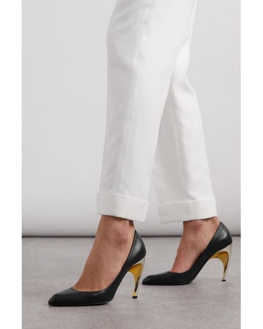 McQueen Black Armadillo Pointed-Toe Pumps