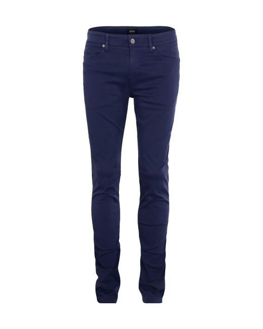 Boss Blue Twill Slim Casual Pants for men