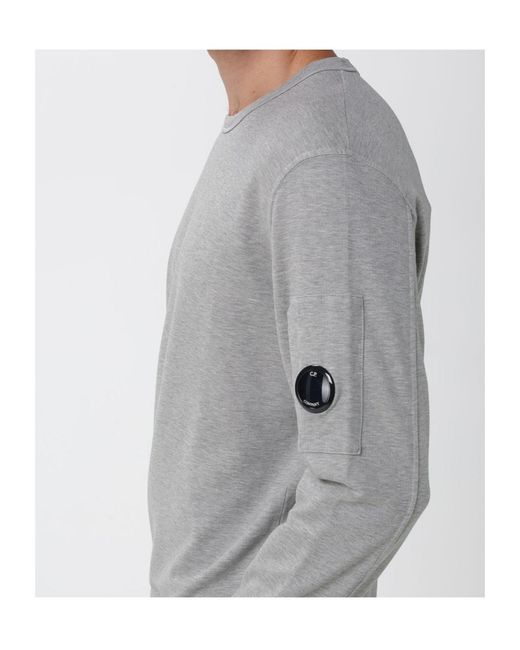 C P Company Gray Long-Sleeved Crew Neck Sweatshirt for men