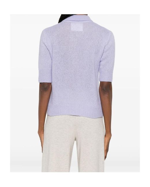 Lisa Yang Purple Short-Sleeved Knitted Polo Shirt