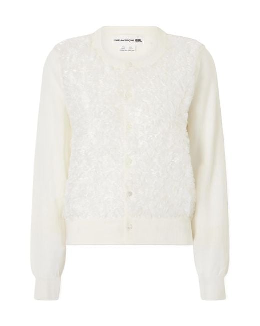 Comme des Garçons White Wool Cardigan