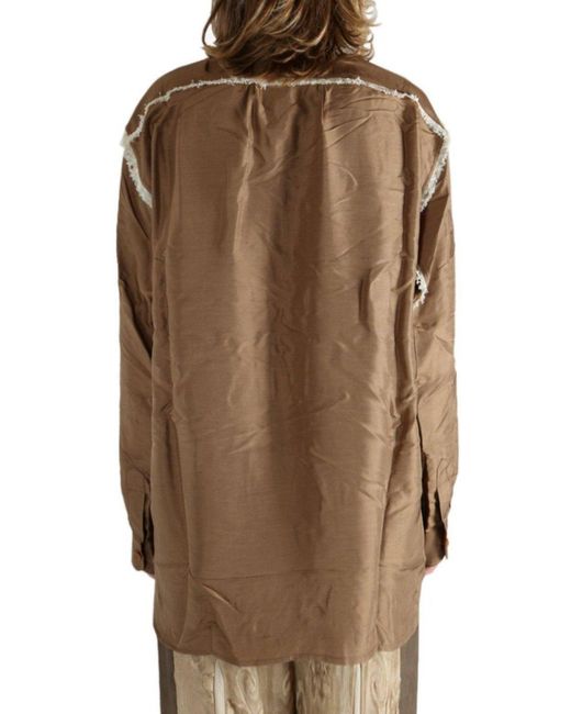Commun's Brown Loose Reverse Motif Shirt