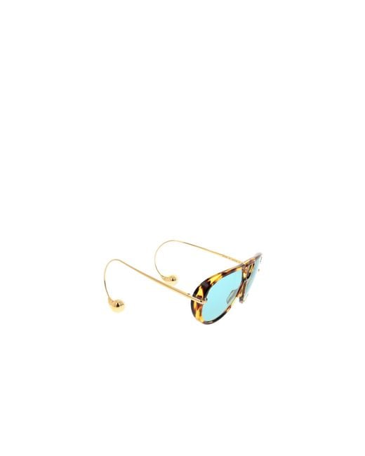 Bottega Veneta Blue Eyewear Pilot Frame Sunglasses