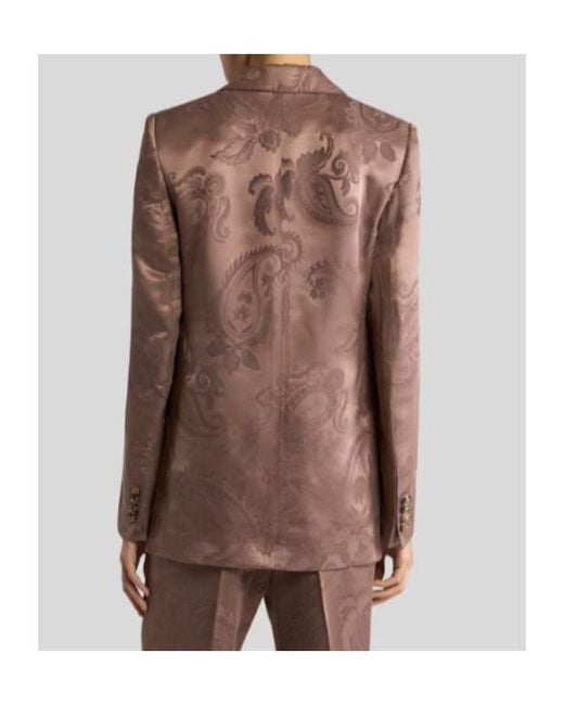 Etro Brown Jacquard Single-Breasted Jacket With Floral Paisley Motif