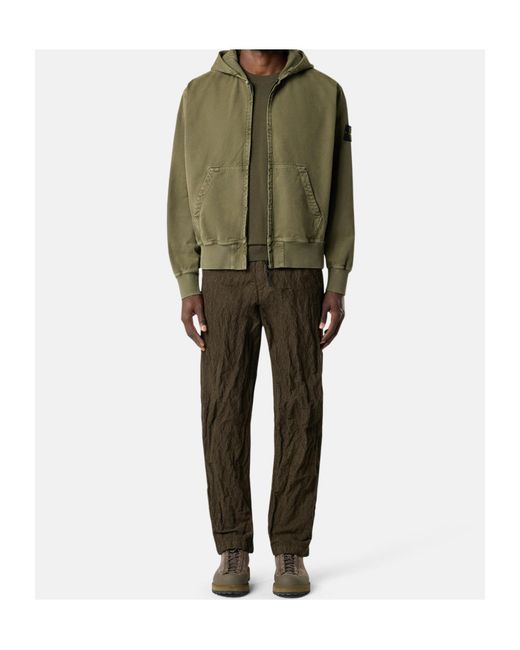 Stone Island Green Zip-Up Hoodie for men