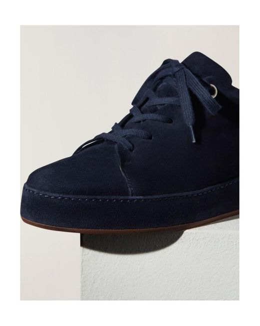 Loro Piana Blue Strap-Up Casual Sneakers