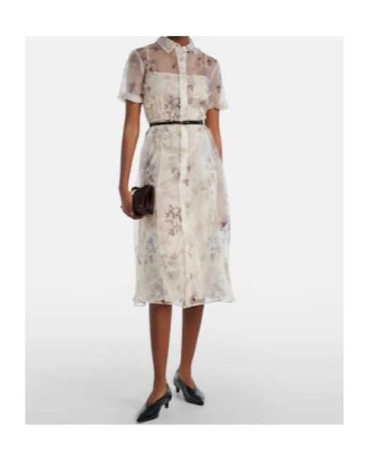Altuzarra White Kiera Floral Silk Midi Dress