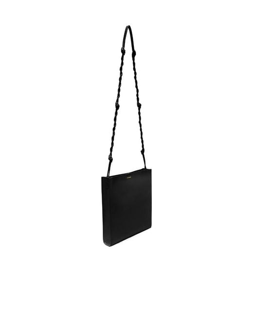 Jil Sander Black Tangle Logo Embossed Medium Crossbody Bag