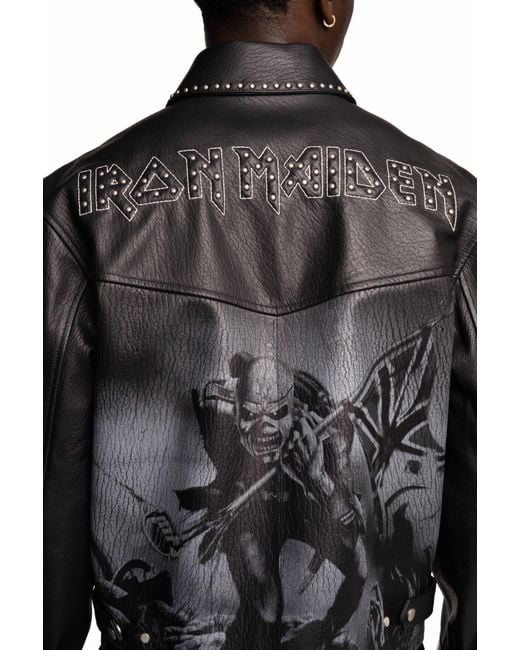 Represent Black X Iron Maiden Trooper Leather Jacket for men