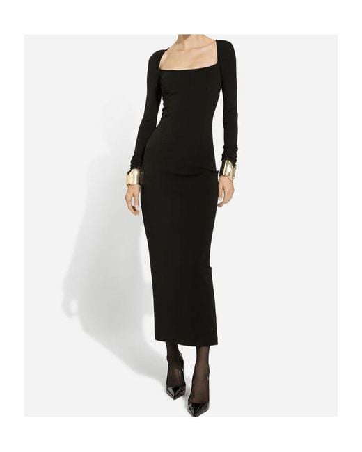 Dolce & Gabbana Black Jersey Long-Sleeve Dress