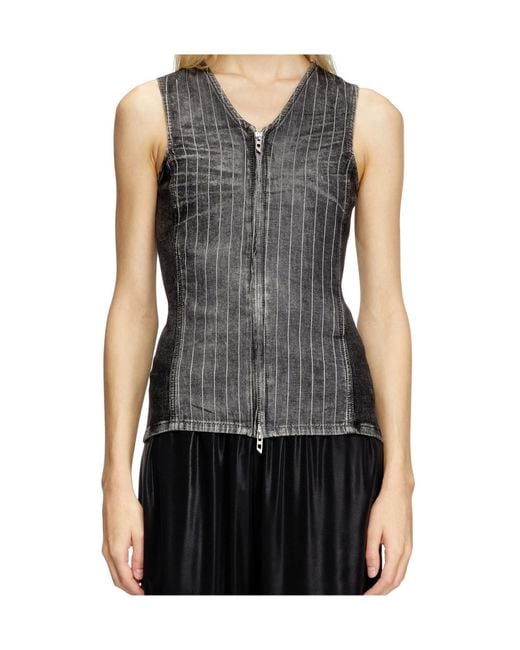 DIESEL Gray De-Nessi- Zipped Tank Top