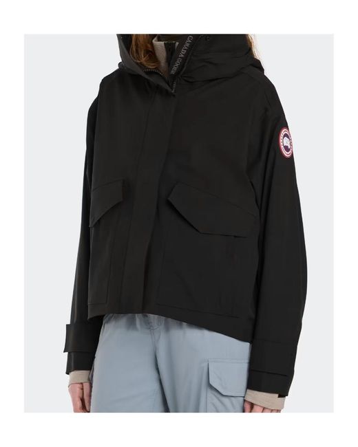 Canada Goose Blue Logo-Patch Hooded Jacket