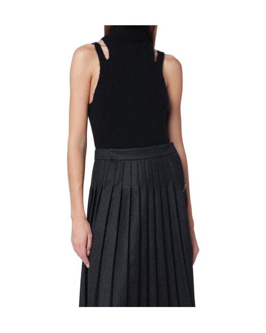 Roberto Collina Black Sleeveless Turtleneck Knitwear