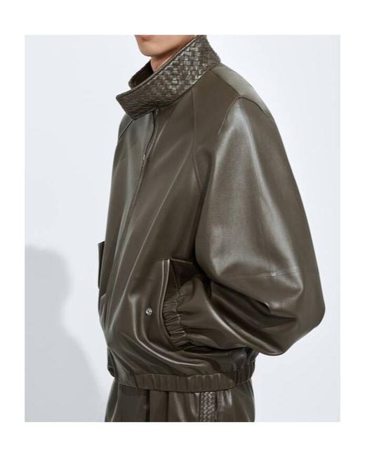 Bottega Veneta Gray Leather Blouson for men