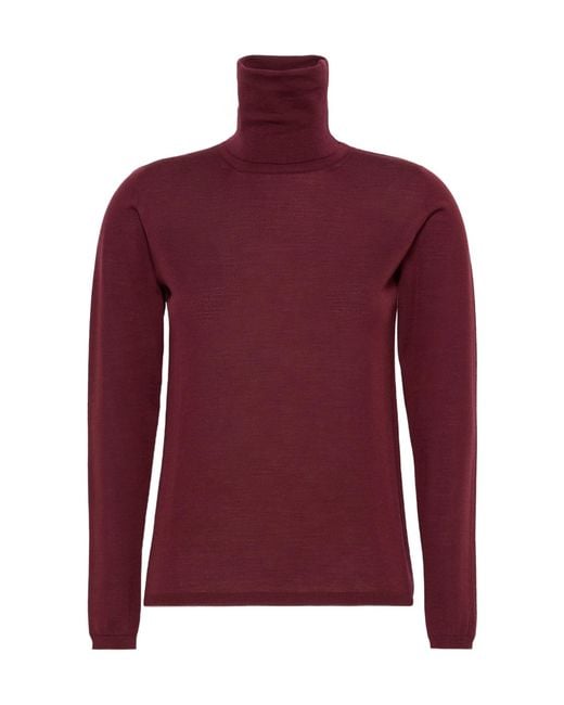 Max Mara Red Wool Yarn Polo-Neck Sweater