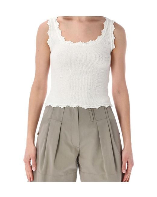 Low Classic Gray Scalloped Knitted Tank Top