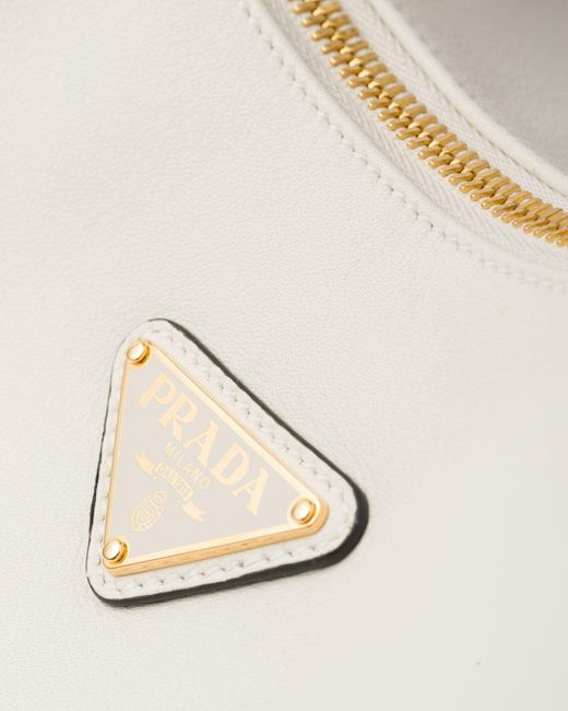 Prada Gray Arqué Zip-Up Large Shoulder Bag