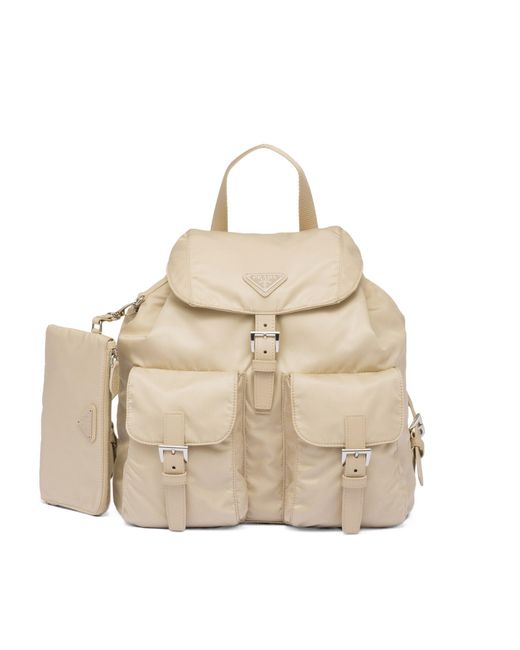 Prada Natural Medium Re-Nylon Backpack With Pouch