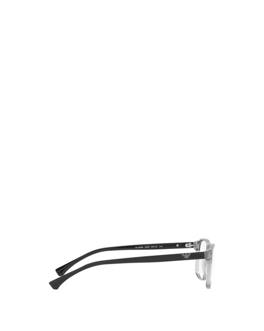 Emporio Armani White Transparent Rectangle-Frame Glasses for men