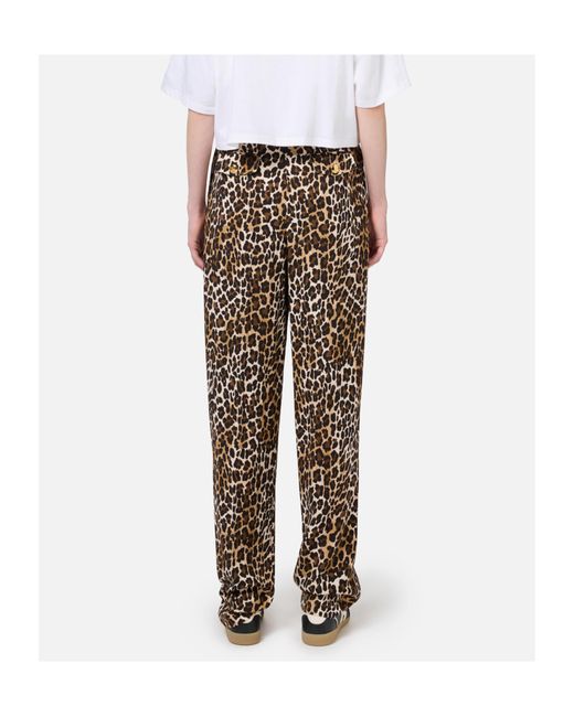 Elisabetta Franchi Multicolor Double-Dart Animalier Crêpe Straight Trousers
