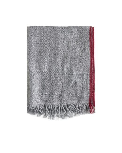 Brunello Cucinelli Gray Fringed Edge Scarf for men