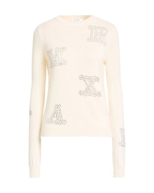 Max Mara White Solid Lightweight Cashmere Knit Sweater
