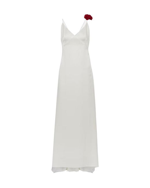 Magda Butrym White Rosette Embellished Slip Gown
