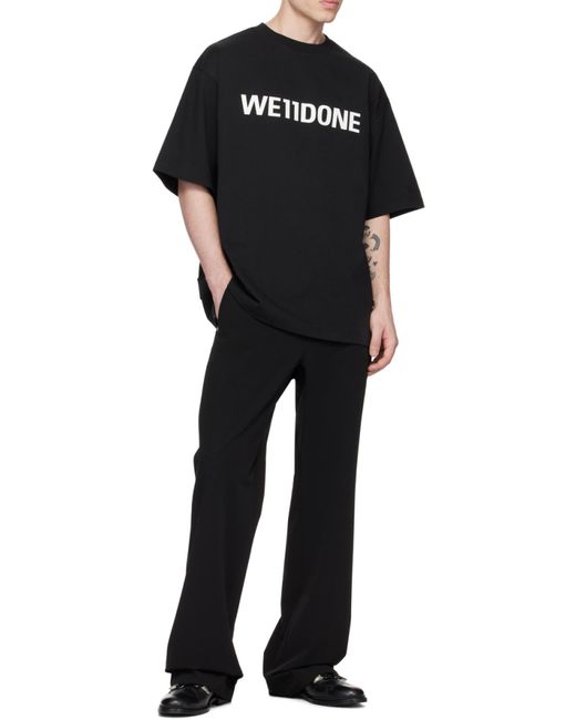 we11done Blue Logo-Print Cotton T-Shirt for men