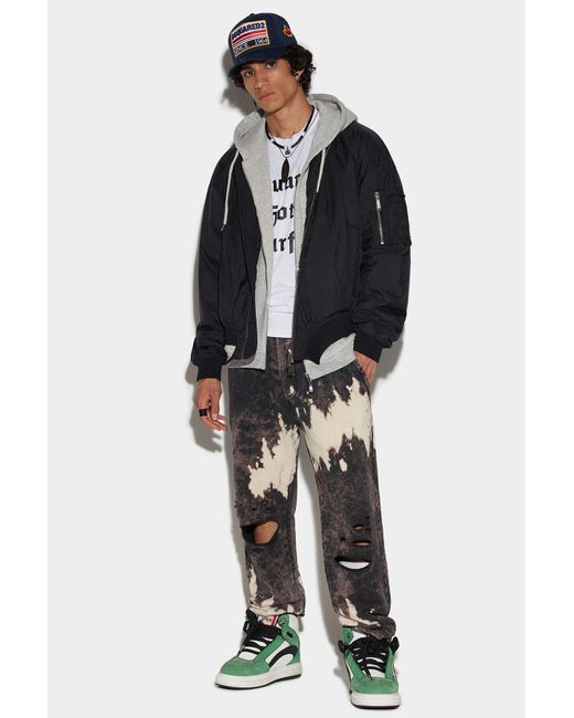 DSquared² Black Distressed-Effect Logo Track Pants for men