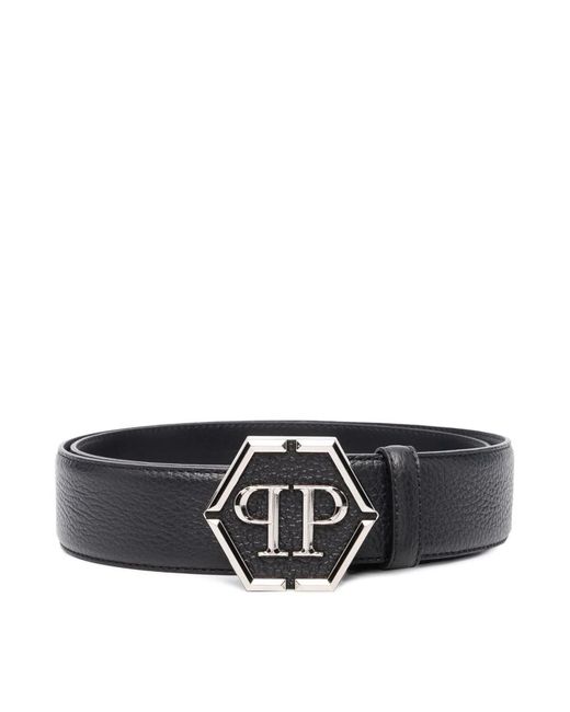Philipp Plein White Iconic Logo Buckle Belt for men