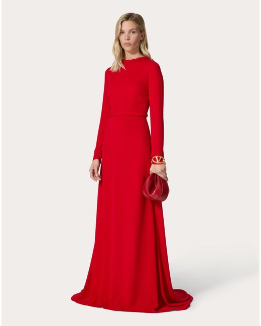 Valentino Red Belted Train Gown