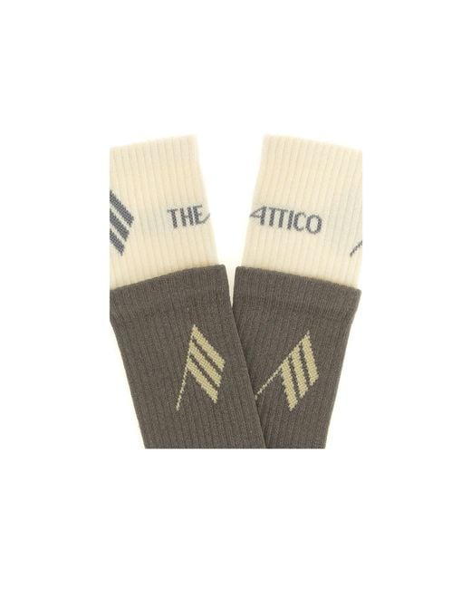 The Attico Gray The Double Layer Logo Socks