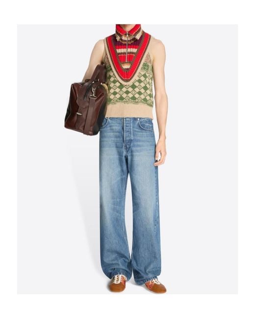 Dries Van Noten Blue Loose Denim Pants for men
