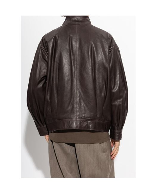 Arma Gray Long-Sleeve Leather Jacket for men