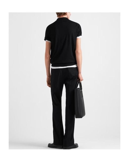 Prada Black Logo Detailed Short-Sleeved Polo Shirt for men