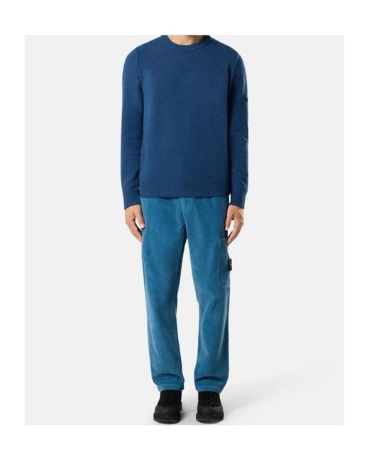 Stone Island Blue Corduroy Pocket Trousers for men