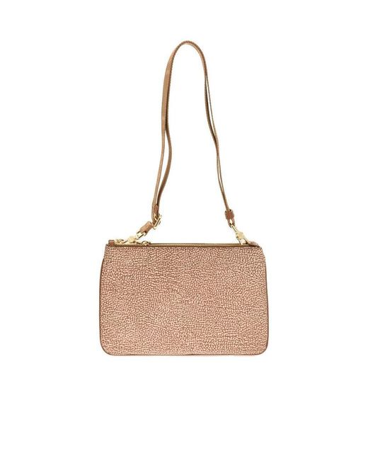 Borbonese Natural Fully Printed Zipper Shoulder Bag