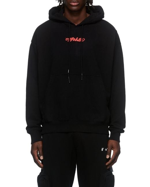 Off-White c/o Virgil Abloh Black Logo-Print Arrow Painterly-Print Hoodie for men