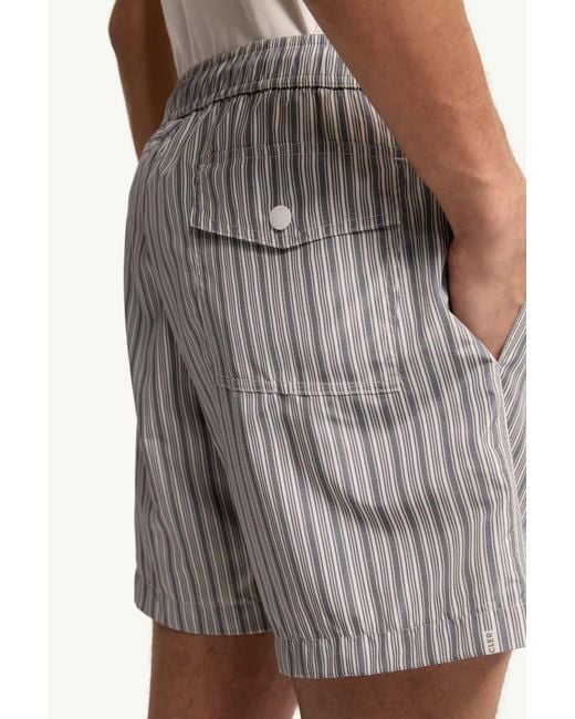 Moncler Gray Drawstring Striped Swim Shorts for men