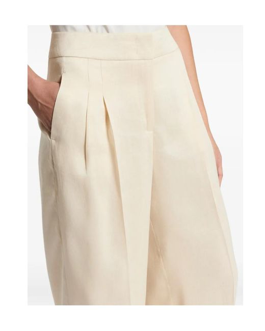 Peserico Natural Aurea Pleated Palazzo Pants