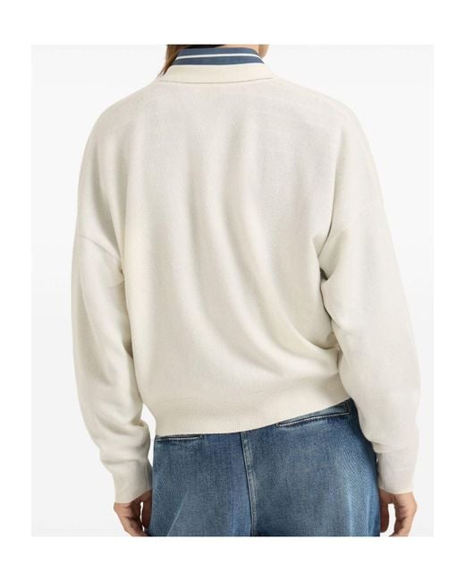 Brunello Cucinelli White V-Neck Long Sleeved Cardigan