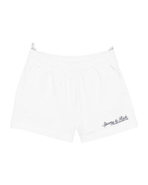 Sporty & Rich White Elastic-Waist Shorts