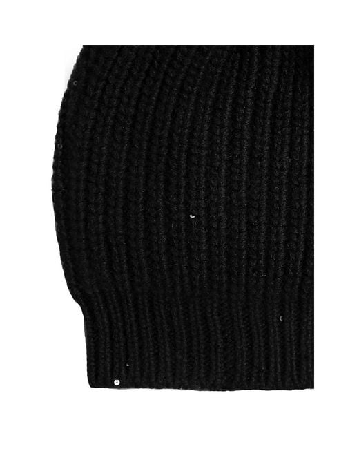 Brunello Cucinelli Black Knitted Turn-Up Brim Beanie