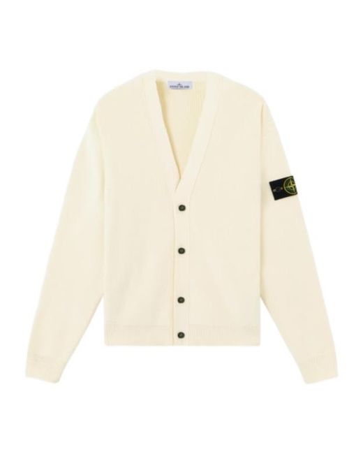 Stone Island Natural Logo Patch Buttoned Cardigan for men