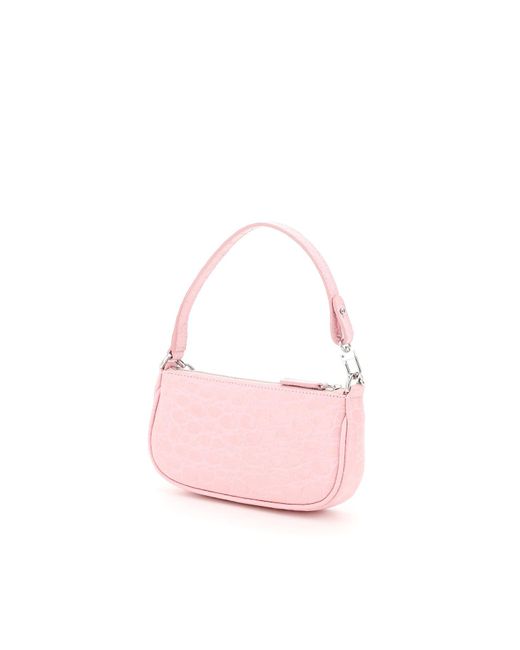 By Far Pink Mini Rachel Pebbled Shoulder Bag